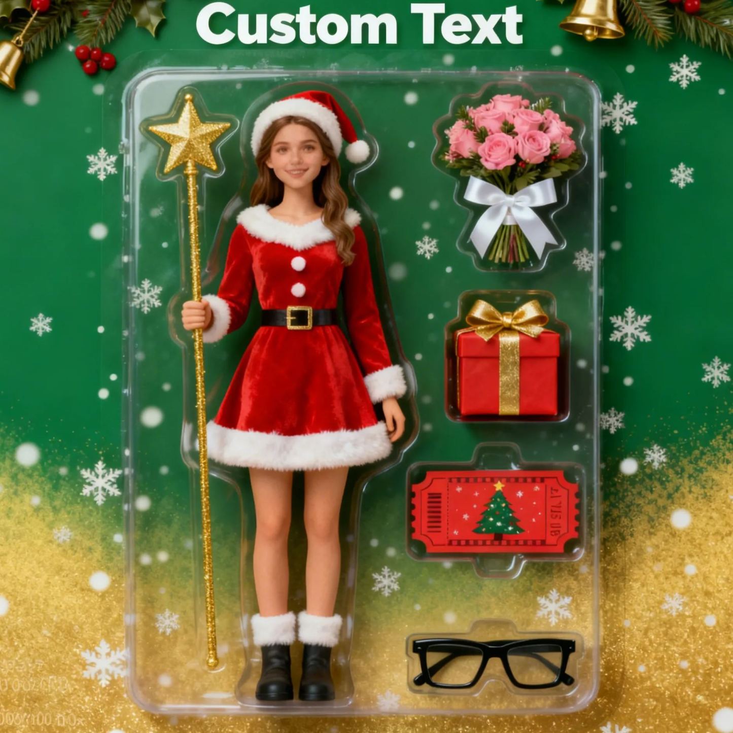 Christmas Gifts Custom 3D Effect Action Figure Pack Packaging Toy Box Style Art Gift Personalized Acrylic Car Hanger Gift