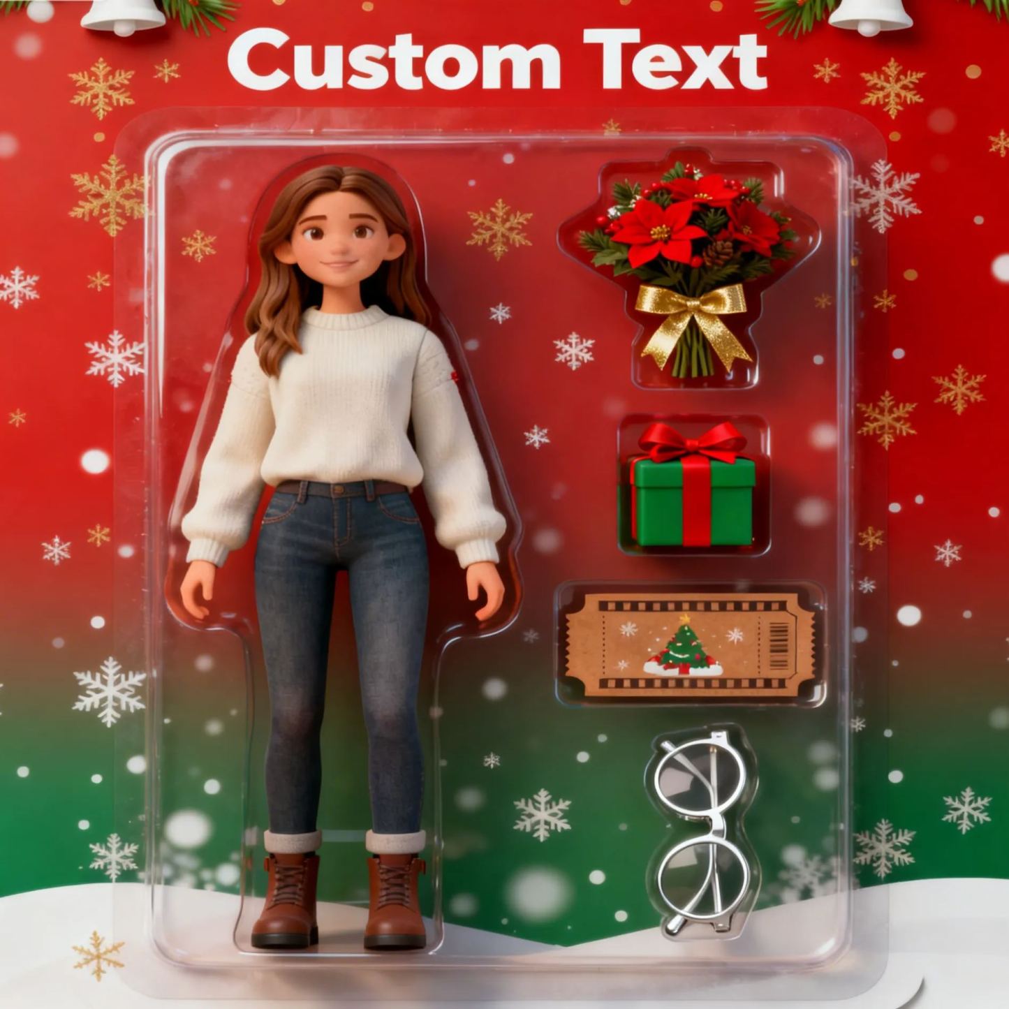 Christmas Gifts Custom 3D Effect Action Figure Pack Packaging Toy Box Style Art Gift Personalized Acrylic Car Hanger Gift