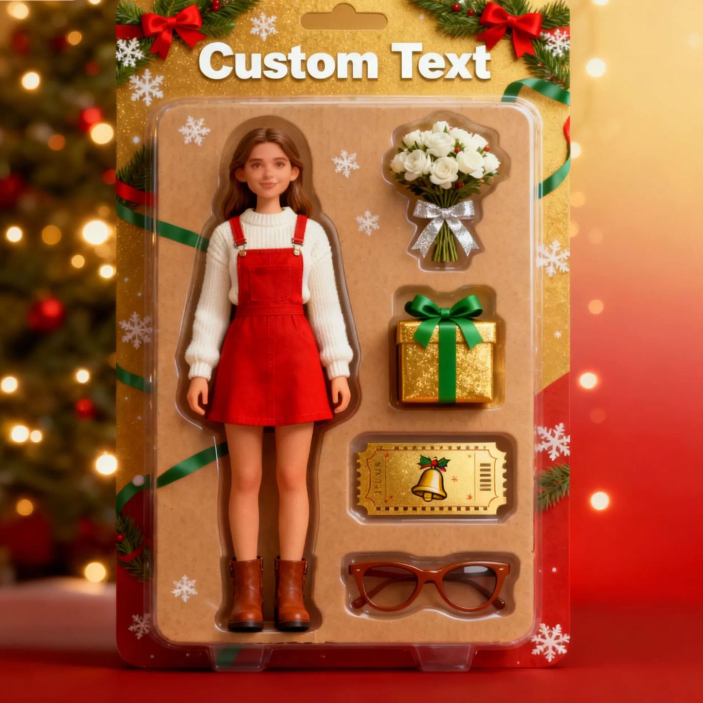 Christmas Gifts Custom 3D Effect Action Figure Pack Packaging Toy Box Style Art Gift Personalized Acrylic Car Hanger Gift