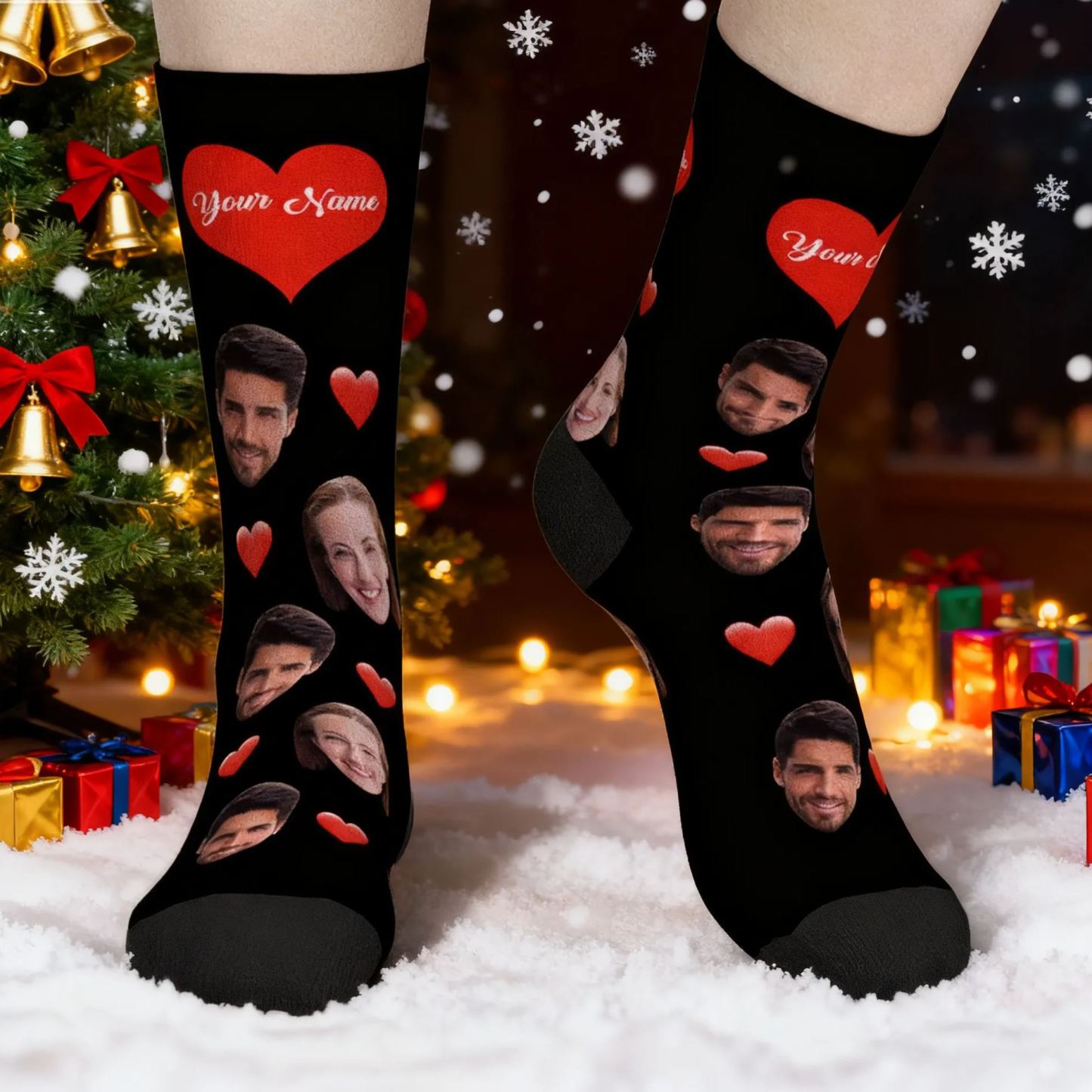 Custom Photo Socks With Your Text Heart