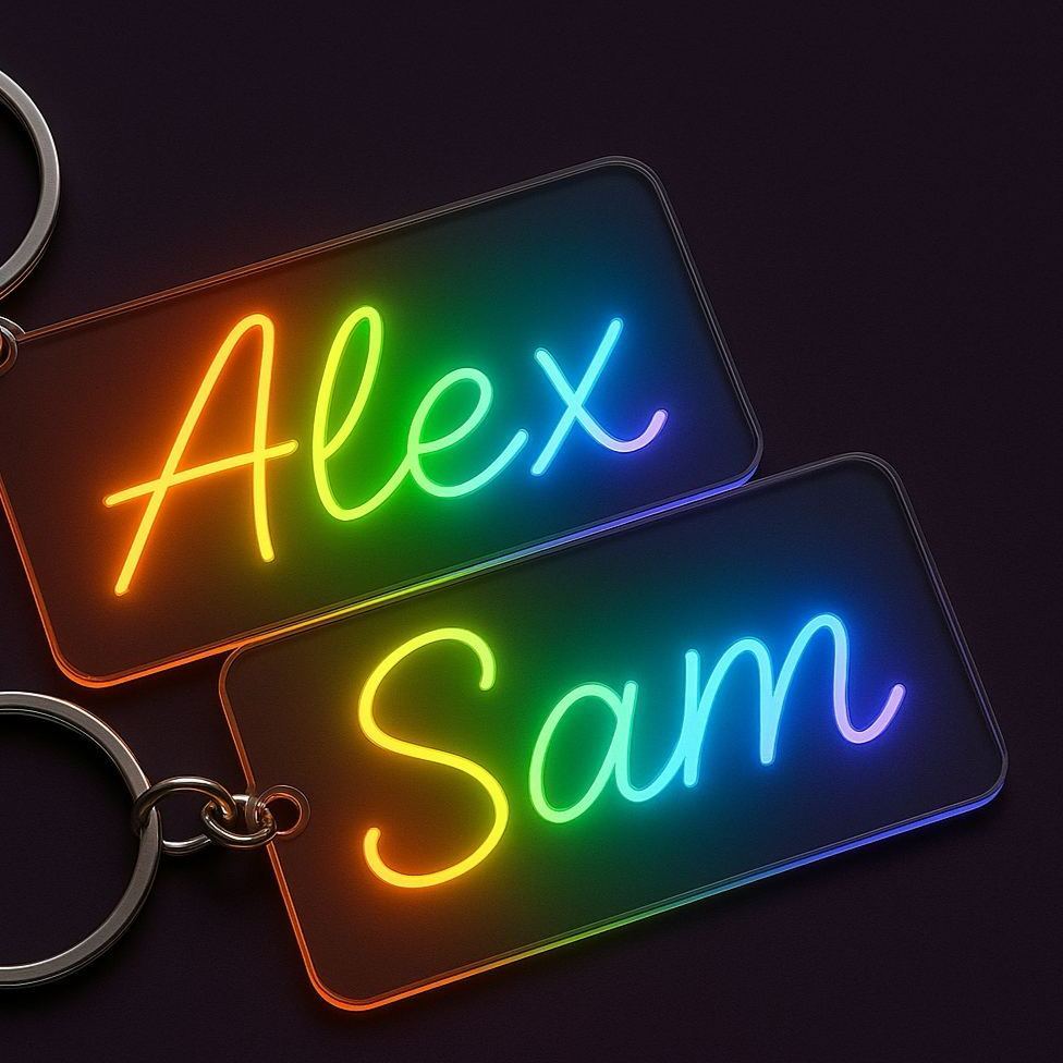 Custom Neon Name Keychain – Personalized Glow Tag Gift for Him & Her