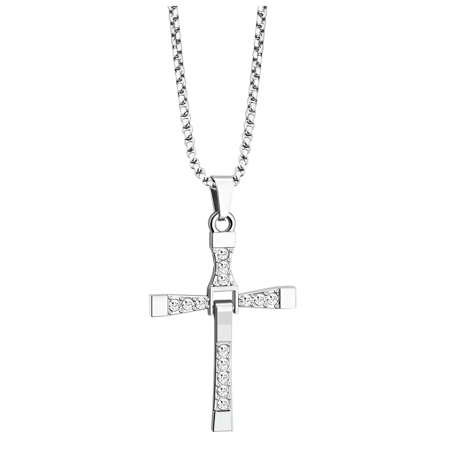 Classic Silver Cross Pendant Necklace with CZ Stones – Timeless Faith Jewelry Gift