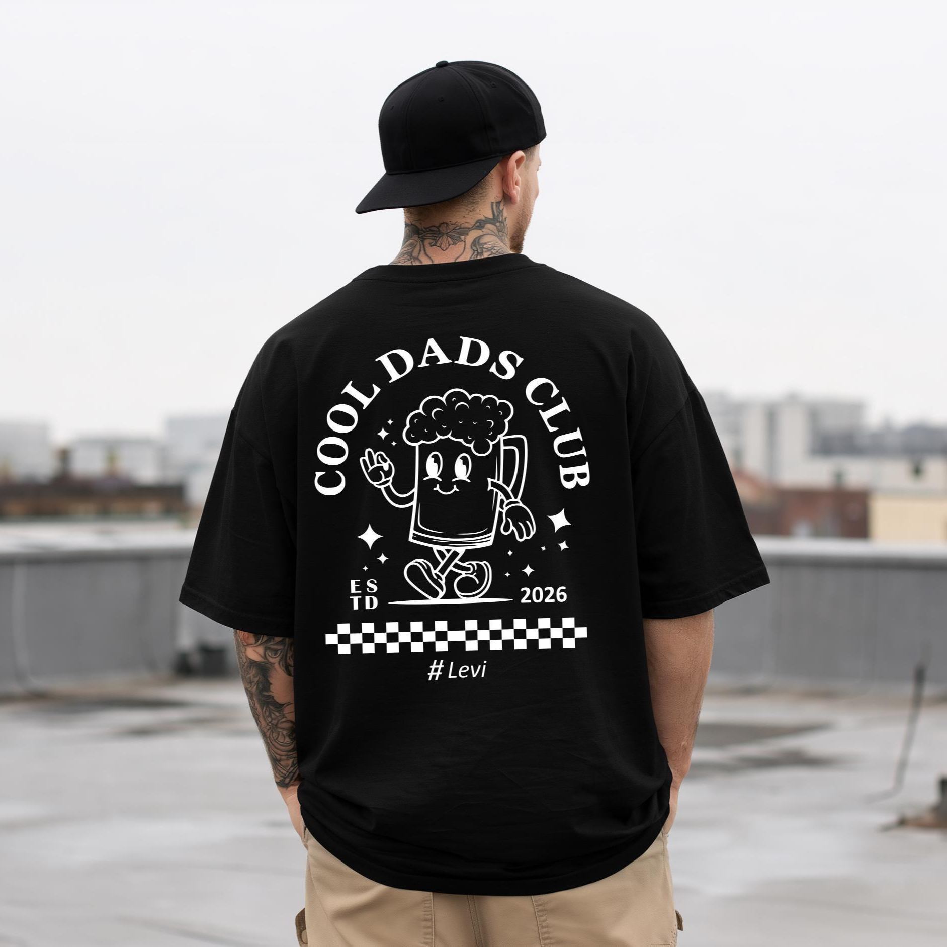 Personalized oversized "Dad Club" T-shirt with child's birth year – Father's Day gift, Daddy shirt for dad, gift idea for fathers