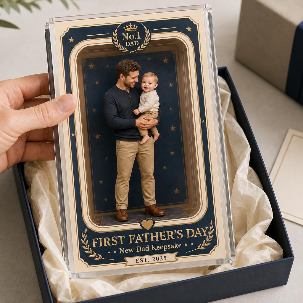 First Father’s Day Acrylic Block, Personalized New Dad Photo Gift, Custom Father’s Day Keepsake for Daddy, Baby Picture Plaque