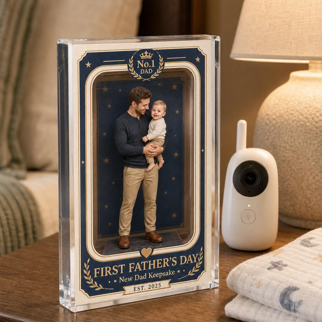 First Father’s Day Acrylic Block, Personalized New Dad Photo Gift, Custom Father’s Day Keepsake for Daddy, Baby Picture Plaque