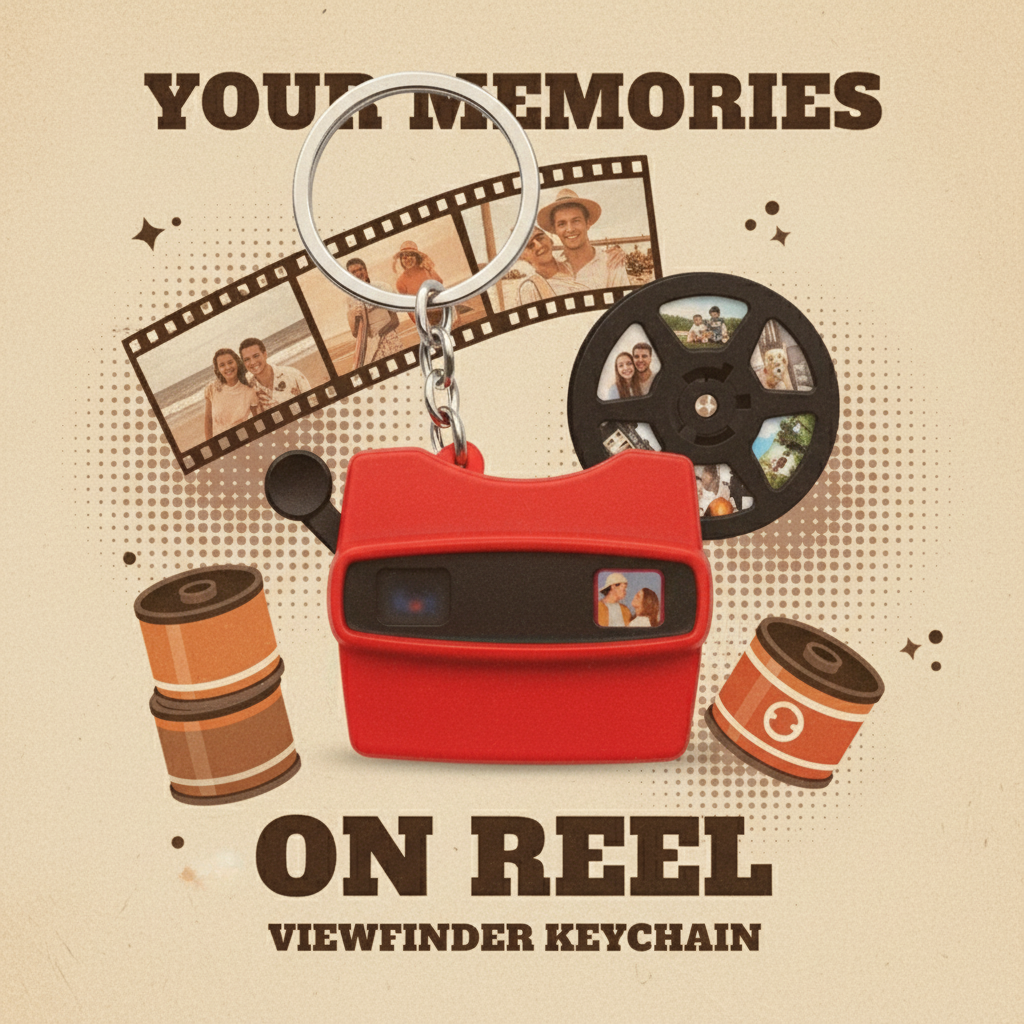 Custom Mini 3D Viewfinder and Reel Keychain Personalized Christmas Gifts Photo Viewer Ornament with Your Own Photos