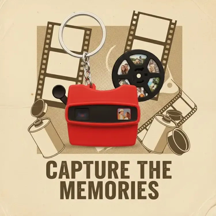 Custom Mini 3D Viewfinder and Reel Keychain Personalized Christmas Gifts Photo Viewer Ornament with Your Own Photos