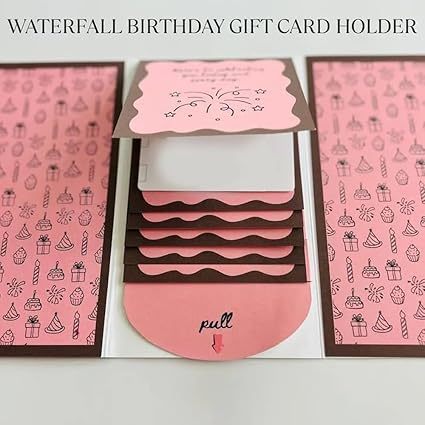 Handmade Waterfall Christmas Gift Card Booklet, 3Pcs Pull-Out Christmas Money Holder Envelope Booklet, Xmas Holiday Party Supplies Gifts for Family Friends