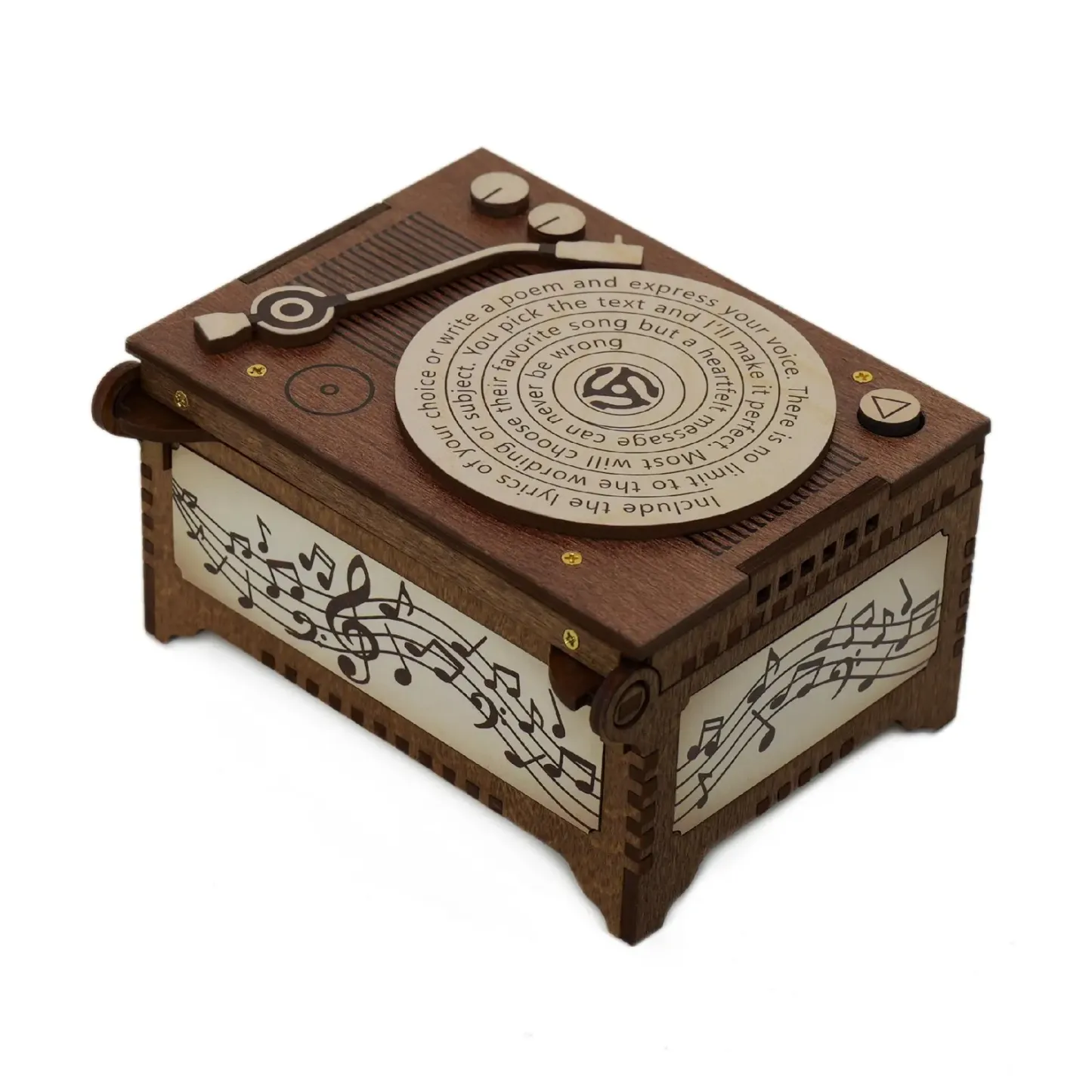 Custom Record Player MP3 Music Box with Song & Lyrics, Personalized Photo Gift for Couples, Valentine Anniversary Keepsake