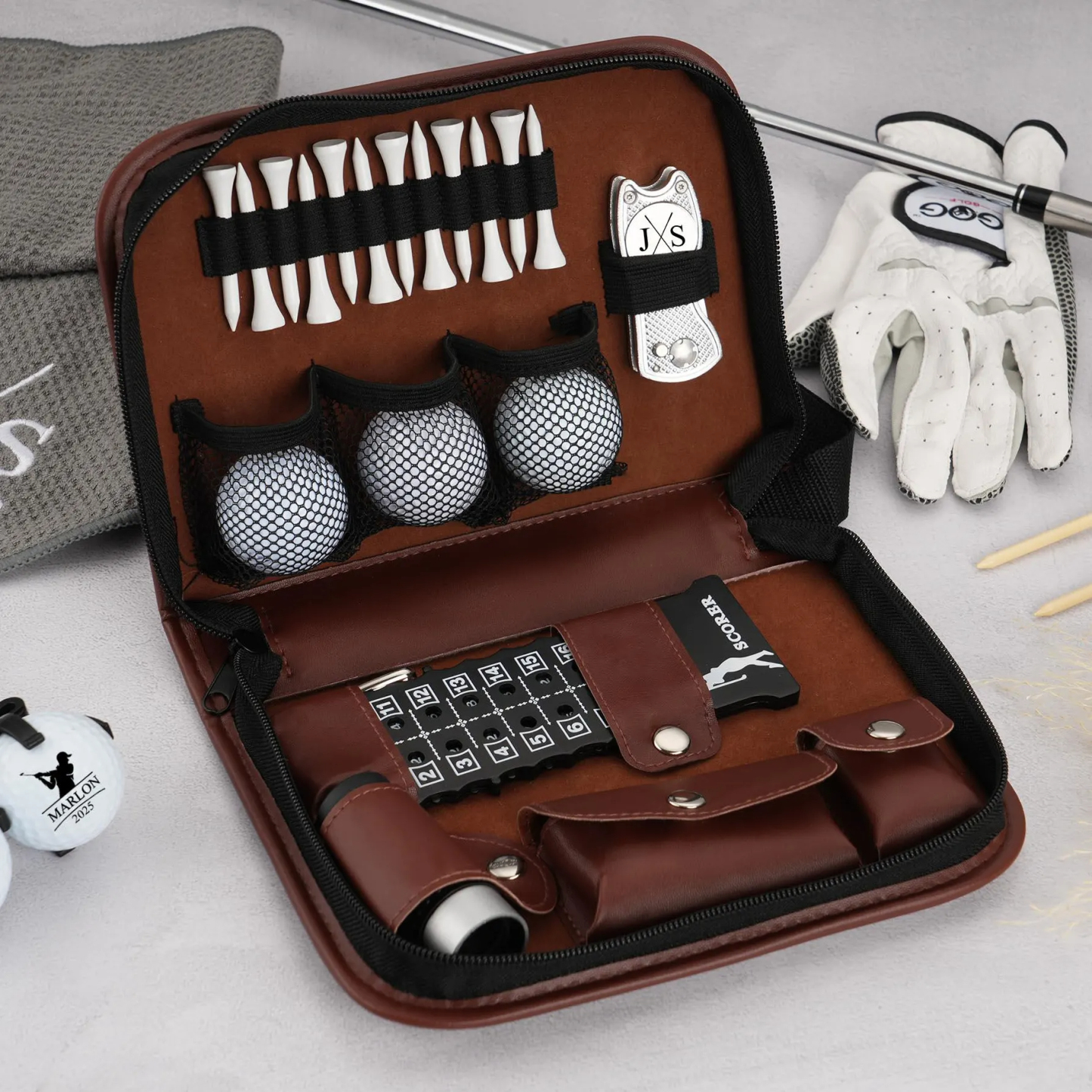Personalized Golf Gift Set Bag, Engraved Tool Kit Bag Empty Golf Accessory Organizer Bag