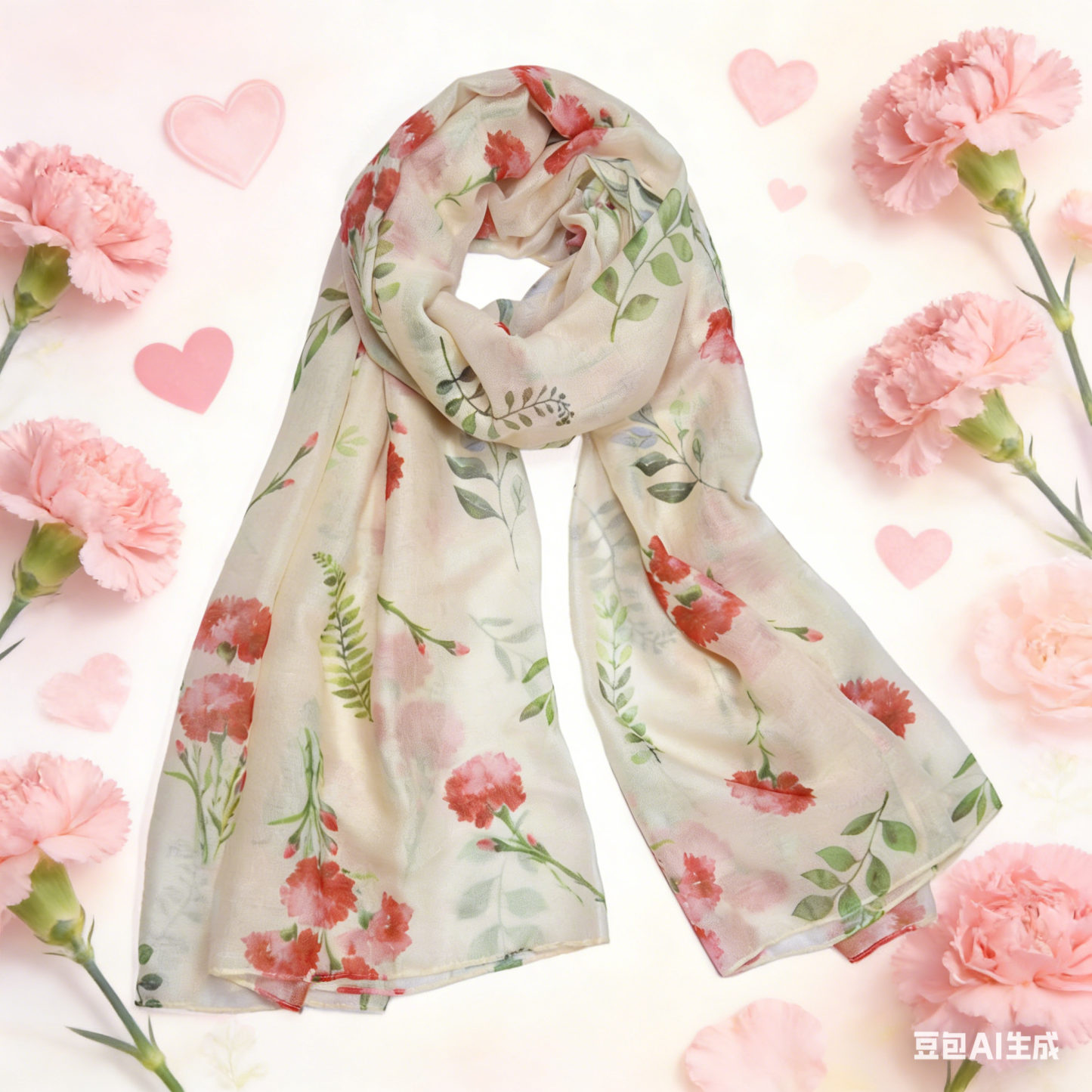 Birth Flower Scarf Birthday Gifts Women Personalized Custom Name Anniversary Gifts Carnation Birth Month Flower Scarf Shawl Mom Wife Grandma