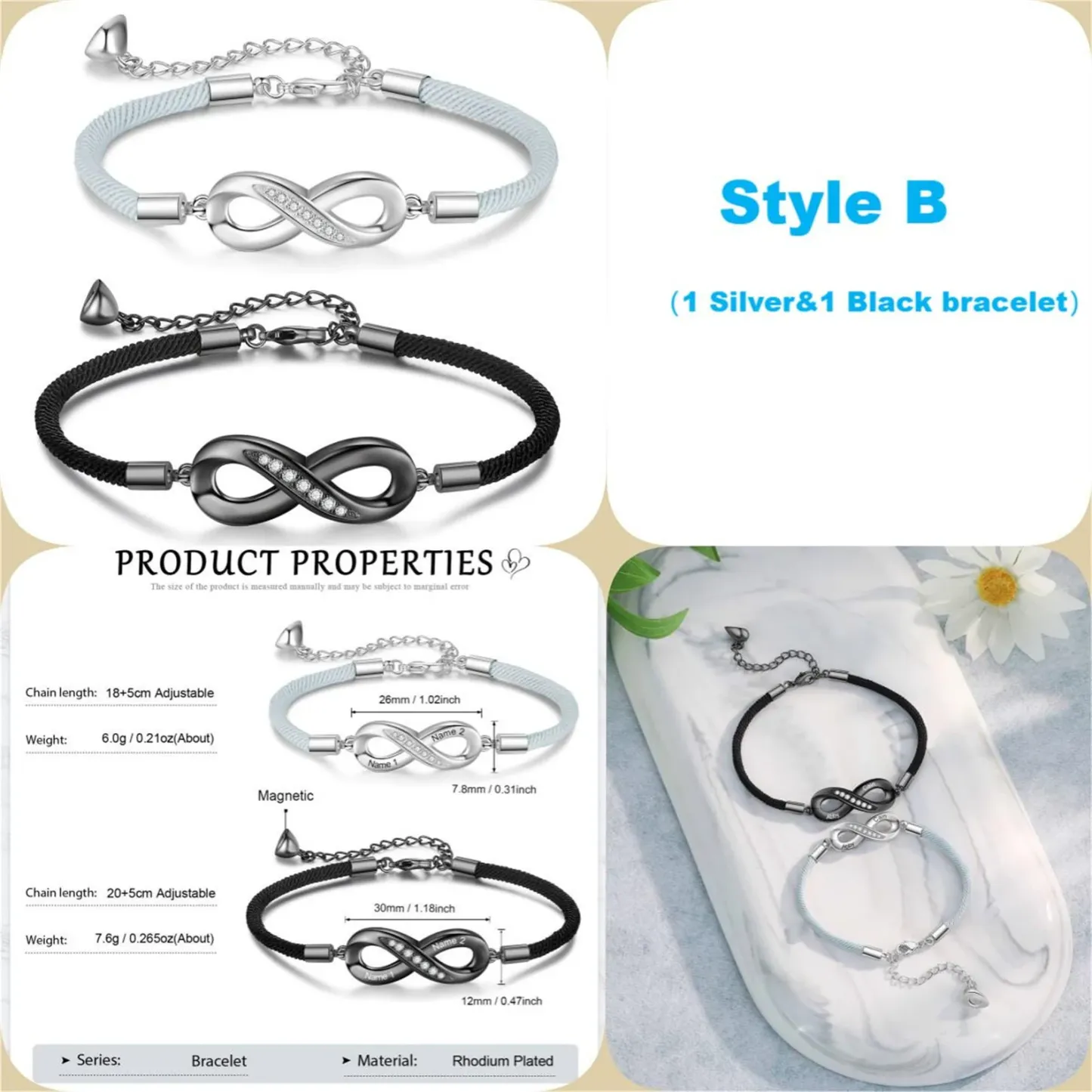 Personalized Couple Bracelets Set,Two Names Infinity Couple Bracelets Set,My Forever love,Personalized Gifts for Couples,Gift for Husband