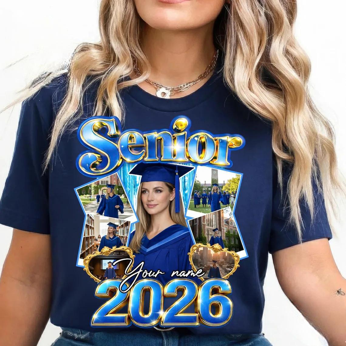 Custom Photo Graduation T-Shirt 2026 Senior Class T-Shirt