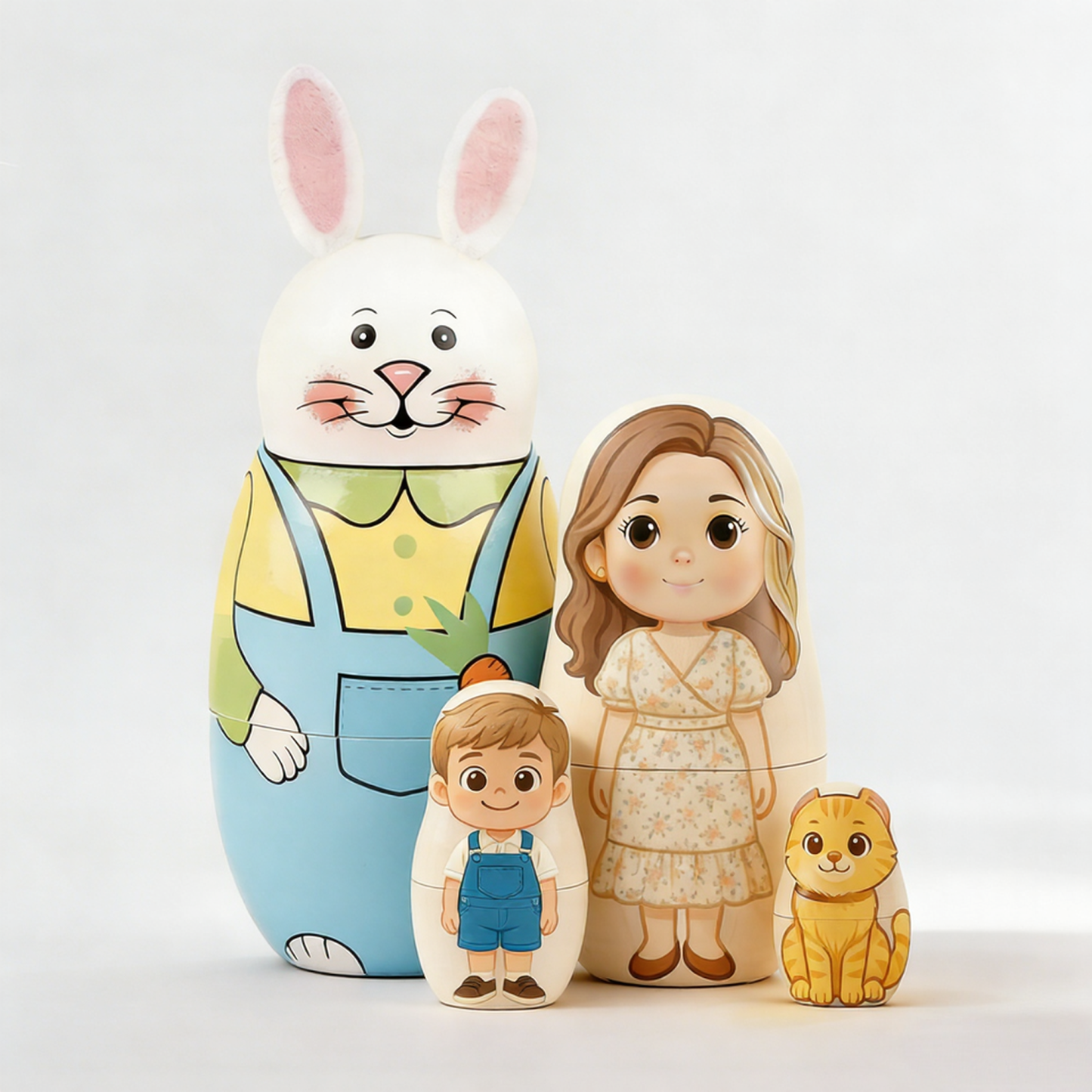 Personalized Portrait Nesting Doll Custom Photo Family Portrait Cartoon Style Easter Gift