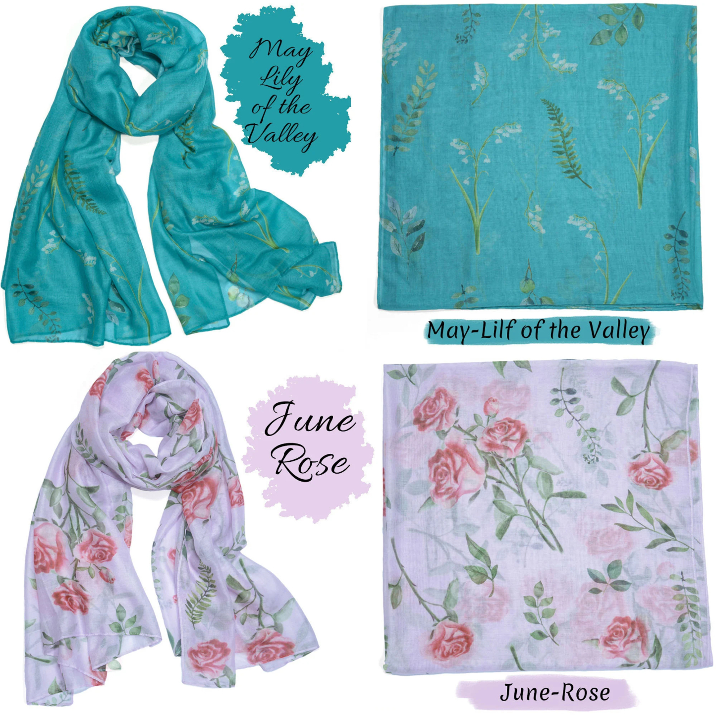 Birth Flower Scarf Birthday Gifts Women Personalized Custom Name Anniversary Gifts Carnation Birth Month Flower Scarf Shawl Mom Wife Grandma