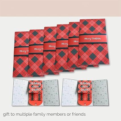 Handmade Waterfall Christmas Gift Card Booklet, 3Pcs Pull-Out Christmas Money Holder Envelope Booklet, Xmas Holiday Party Supplies Gifts for Family Friends