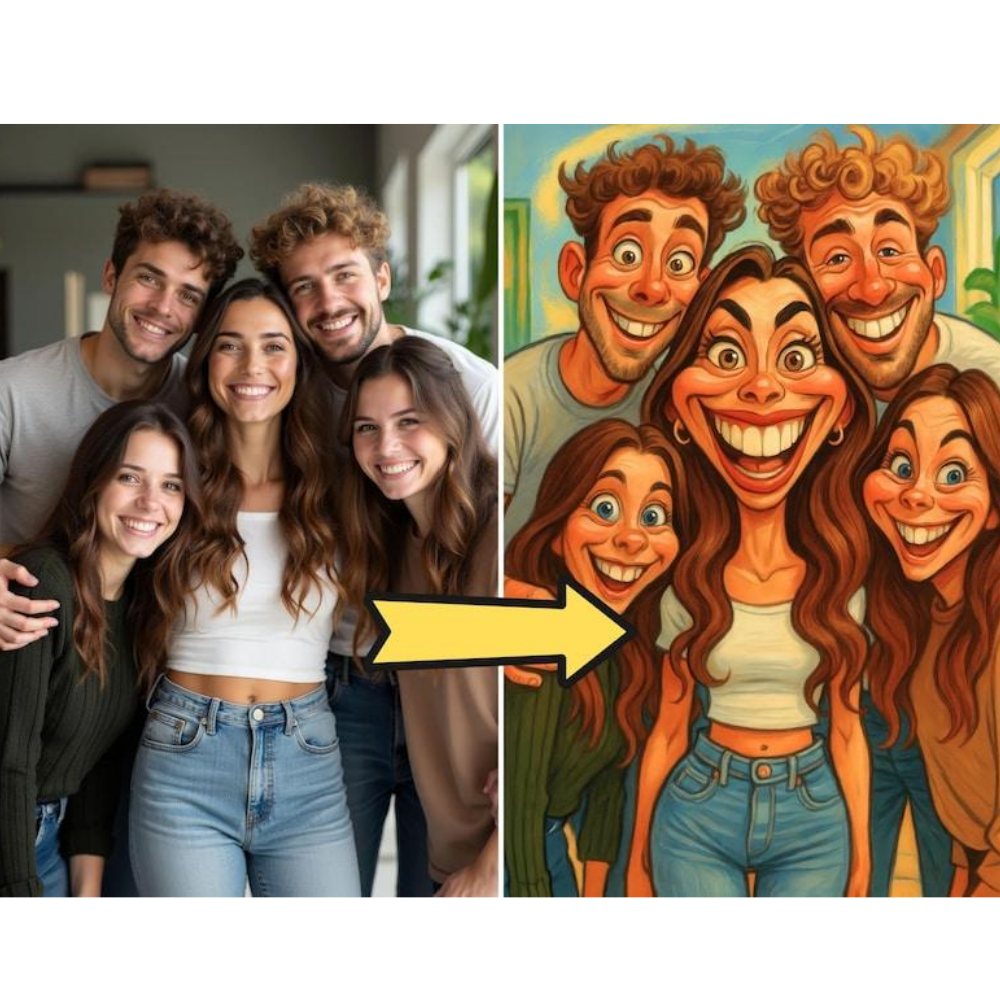 Custom Funny Caricature Portrait Frame Transform Your Photo into Hilarious Art Gift - GiftlabUS