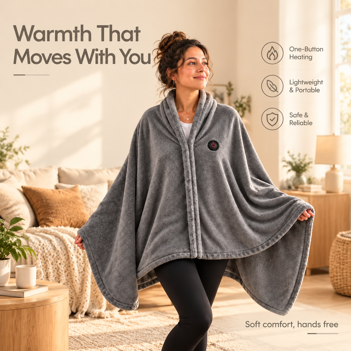 USB Heated Blanket Shawl,Wearable Electric Blanket with 3 Heating Levels Heated Electric Throw Blanket,Wearable Portable Throw Poncho Wrap for Shoulder and Neck