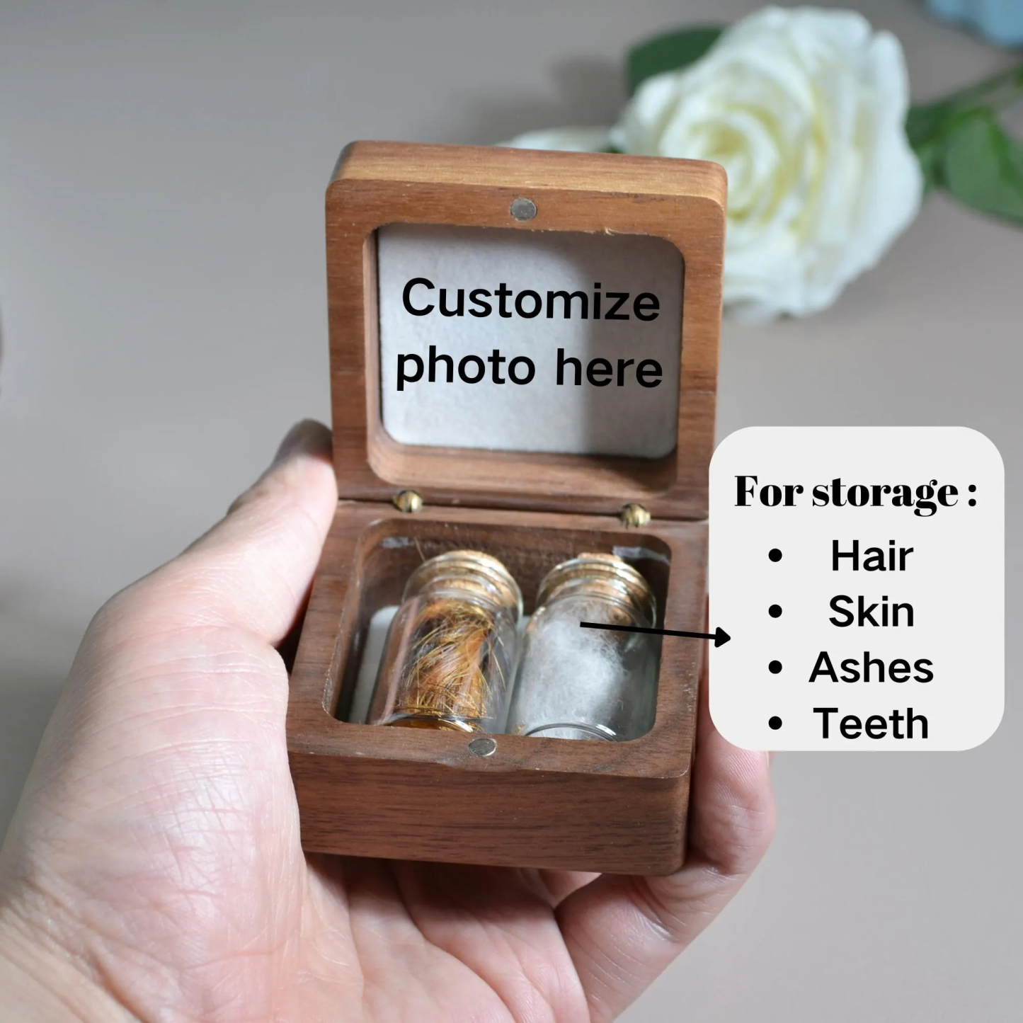 Custom Wooden Pet Fur Keepsake Box: Engraved Pet Memorial Gift
