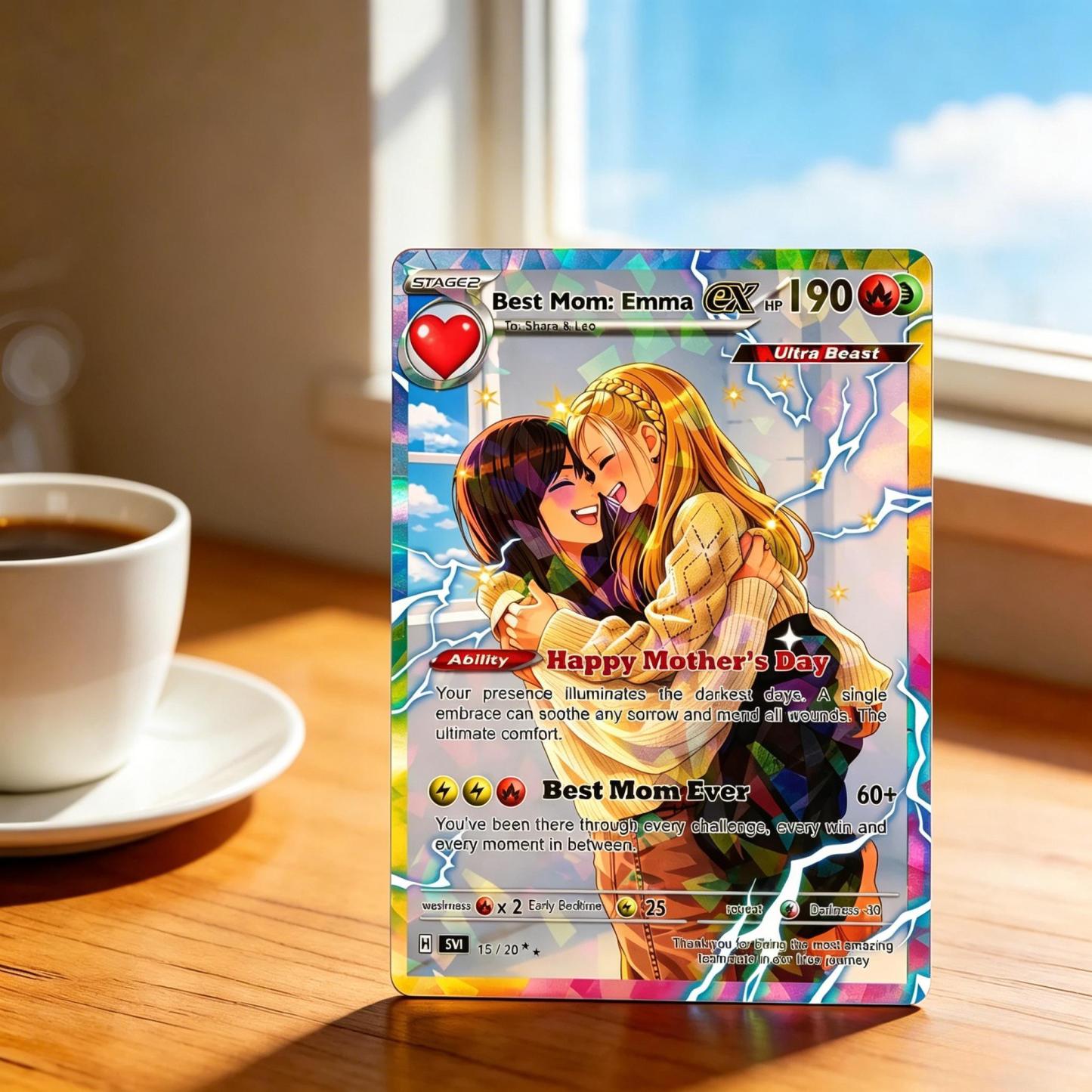 Pokemon Mother's Day Card | Custom Photo Art Card | Best Mom Wallet Card | Personalized Pokémon Gift for Mum | Gift From Kids | New Mom Gift