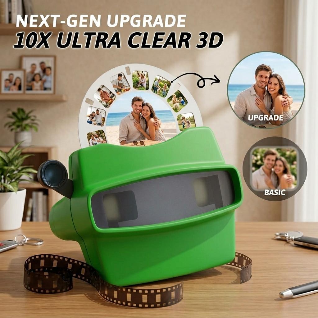 Christmas Gifts Custom Green 3D Viewfinder and Reel Personalized Gift with your own photos Text and Photo Viewer Multiple Films Available Gifts For Family