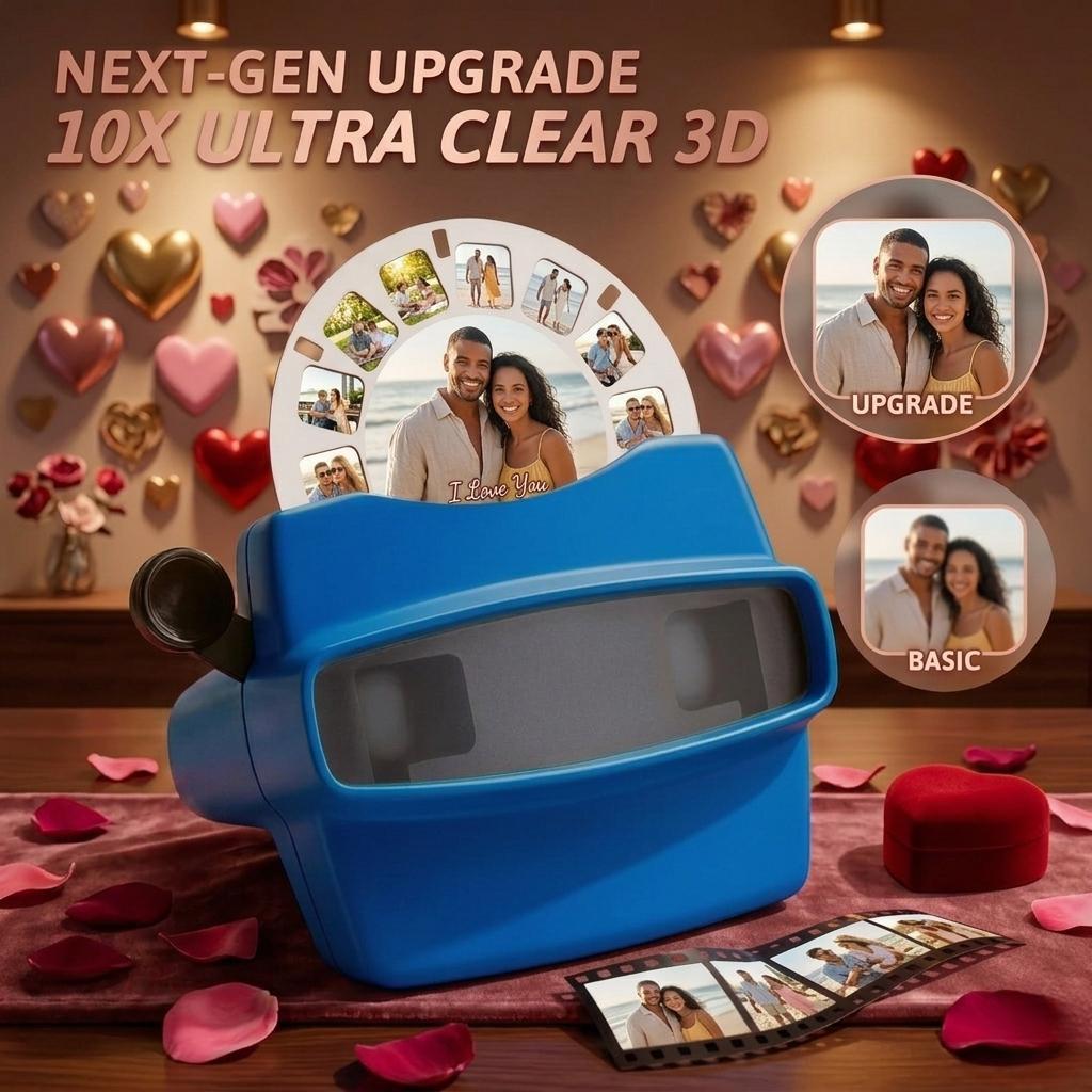 Christmas Gifts Custom Blue 3D Viewfinder and Reel Personalized Gift with your own photos Text and Photo Viewer Multiple Films Available Gifts For Couple
