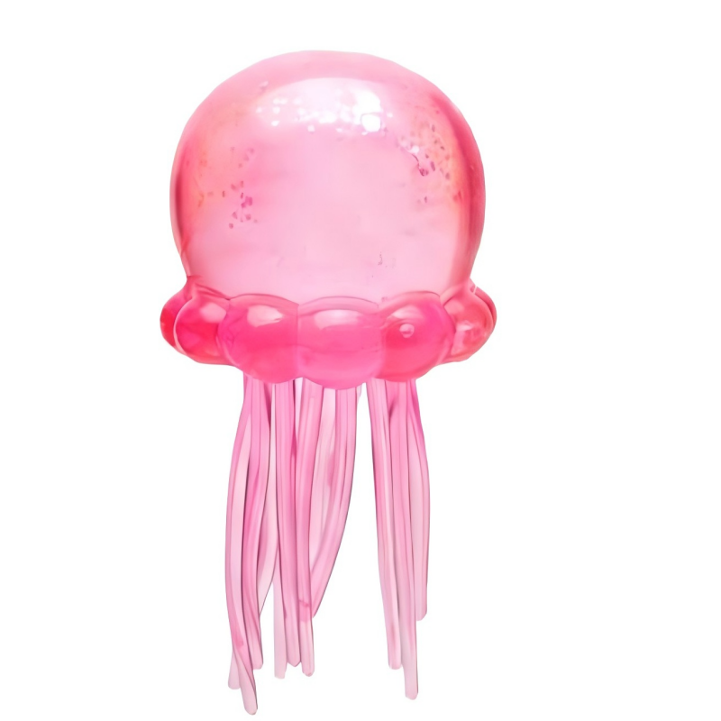 Glitter Jellyfish Squishy Toy, Stress Relief Fidget Toy for Kids & Adults, Soft TPR Sensory Toy with Wiggly Tentacles, Portable Anxiety Relief Squeeze Ball for Office, School & Travel
