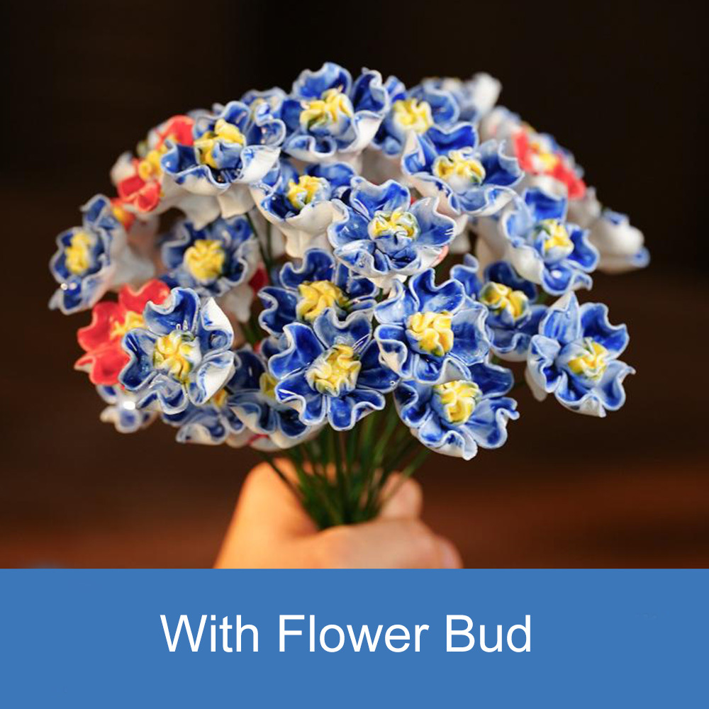 Handcrafted Ceramic Flower Bouquet Everlasting Blooms for DIY Home Decor, Perfect for Valentine'S Day, Christmas, Mother'S Day Gift