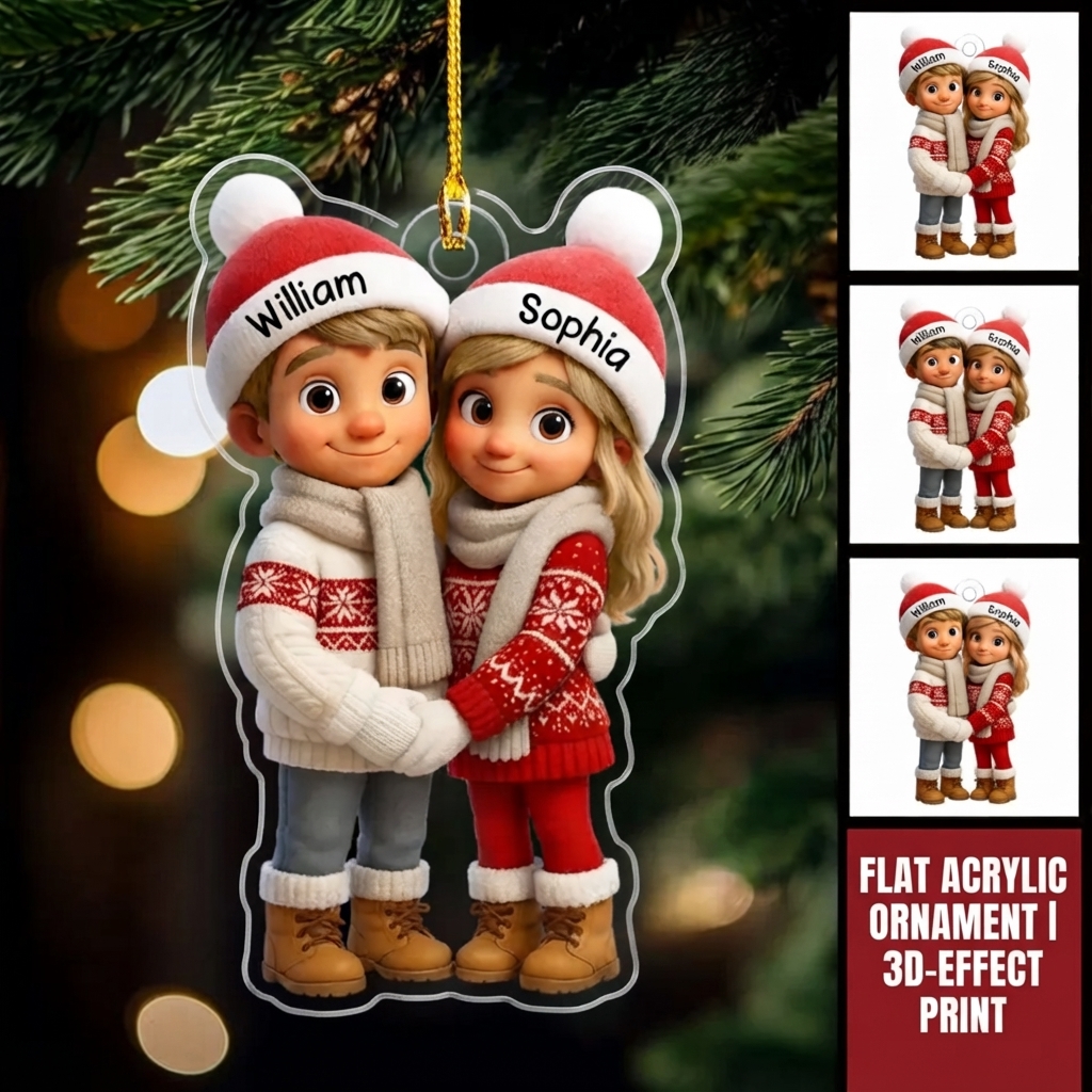 Couple Hug - Personalized Acrylic Ornament, Christmas Gift For Him, Gift For Her