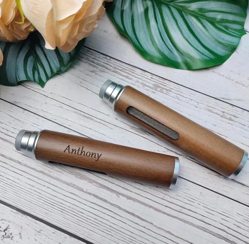 Personalized Wooden Car Ashtray | Replaceable Clips | No Spill Ash & Fire Safe | Custom Engraved Gift for Smokers