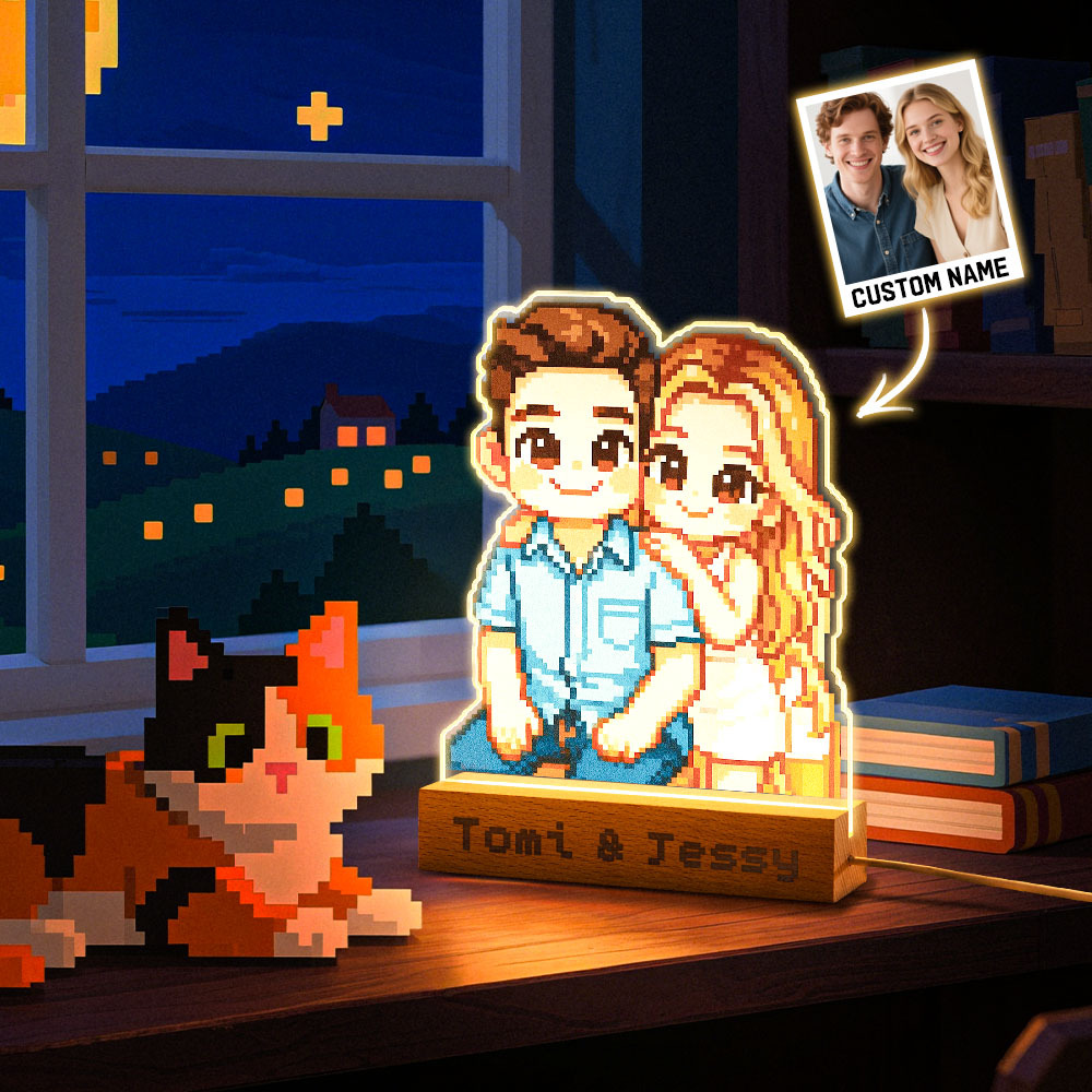 Custom Art Father & Son Led Light Couple Light Personalized LED Display Romantic Gift for Dad Boyfriend or Girlfriend