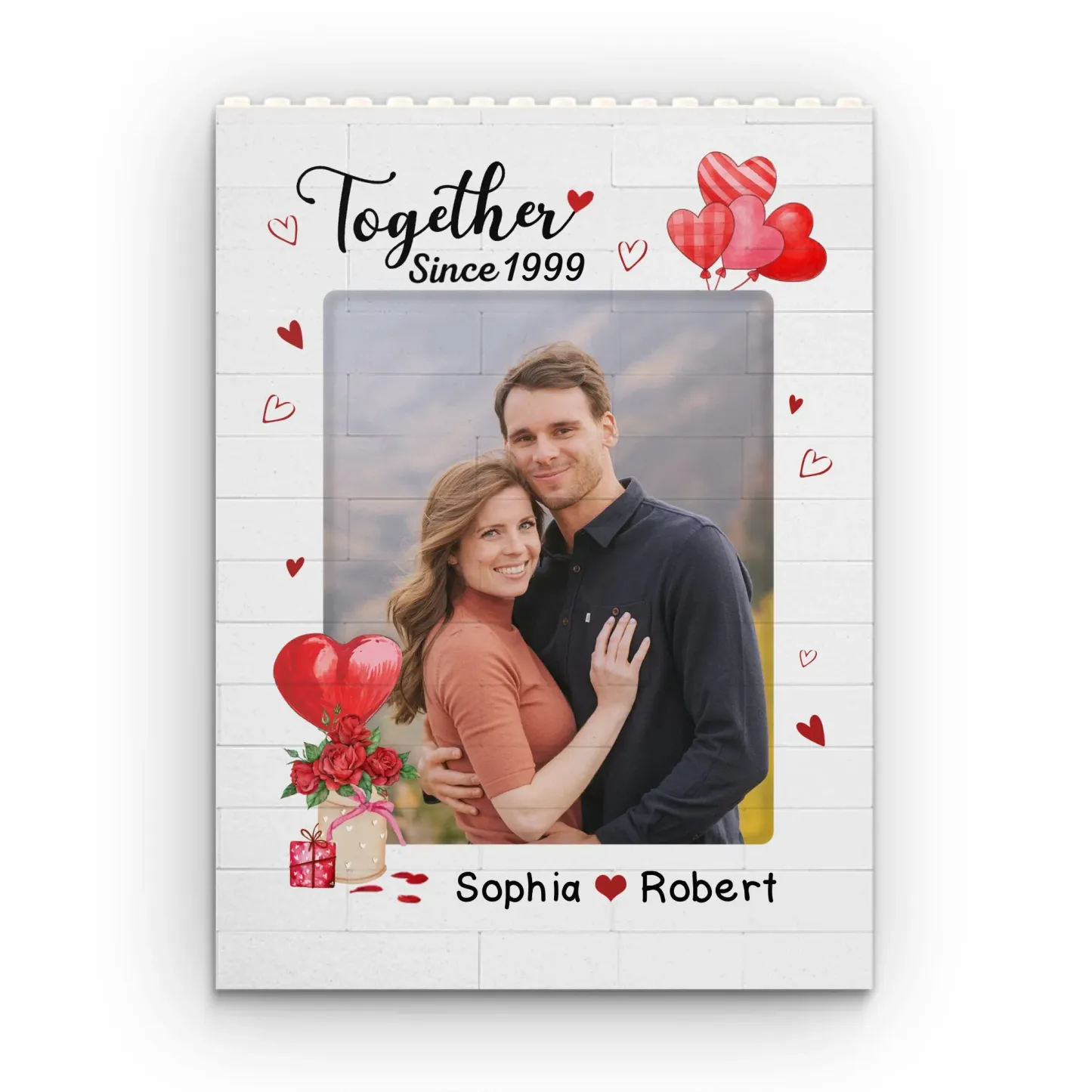 Custom Photo Vertical Rectangle Shaped Building Brick Blocks - Personalized Anniversary Wedding Gifts For Husband And Wife, Him And Her - Together Forever