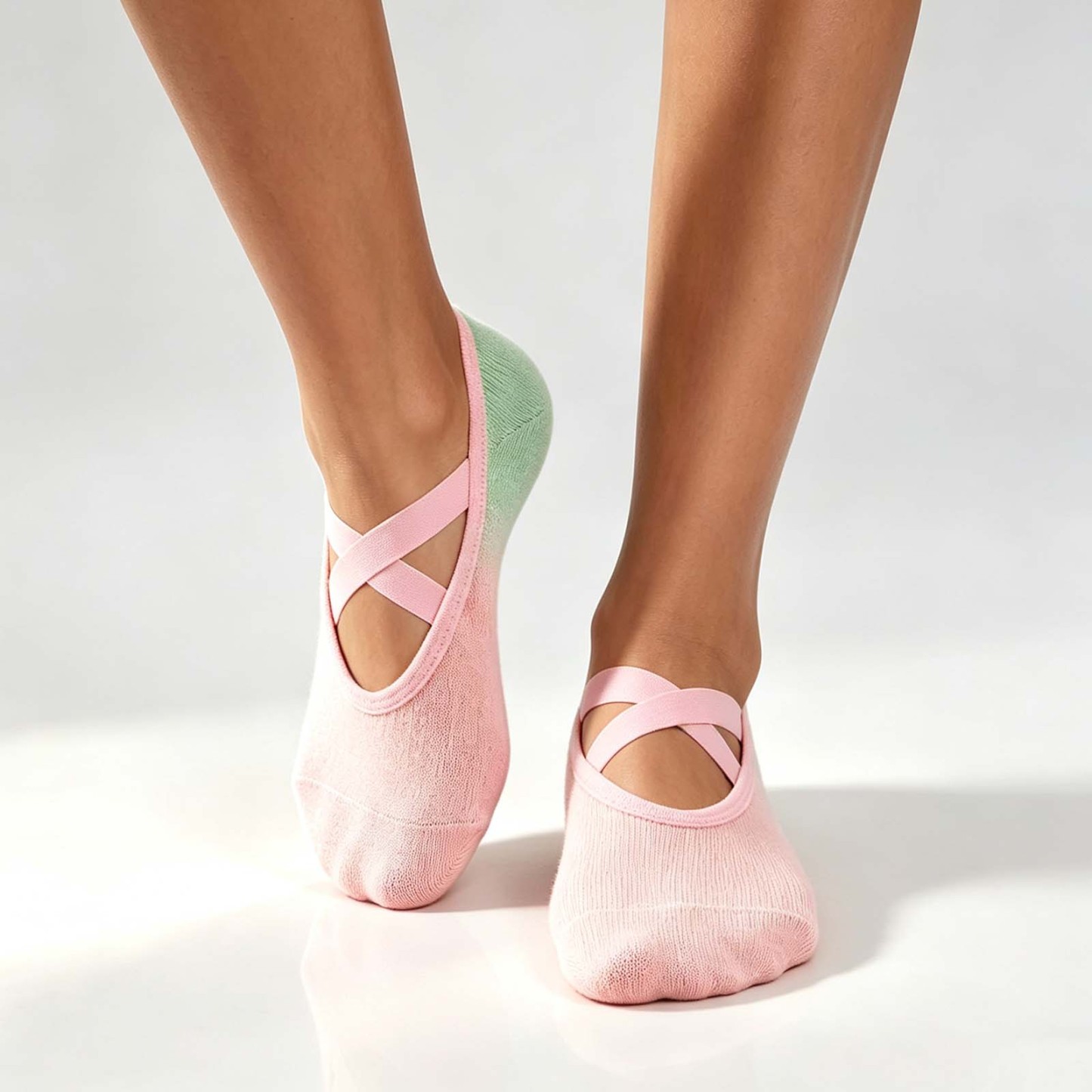 Low Cut Yoga Grip Socks with Cross Straps, Anti-Skid Pilates Grip Socks, Silicone Full Sole Grip Socks for Ladies Fitness - GetPhotoSocksUk