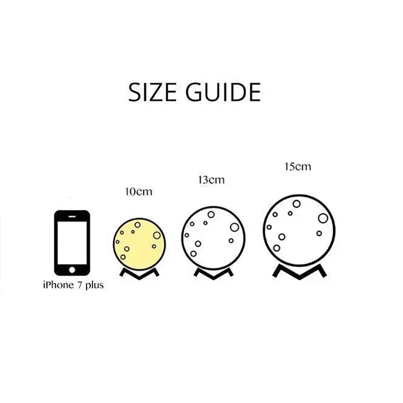 Custom 3D Printing Photo Moon Lamp Magic Lunar With Double-Sided Printed Picture (10cm-20cm)