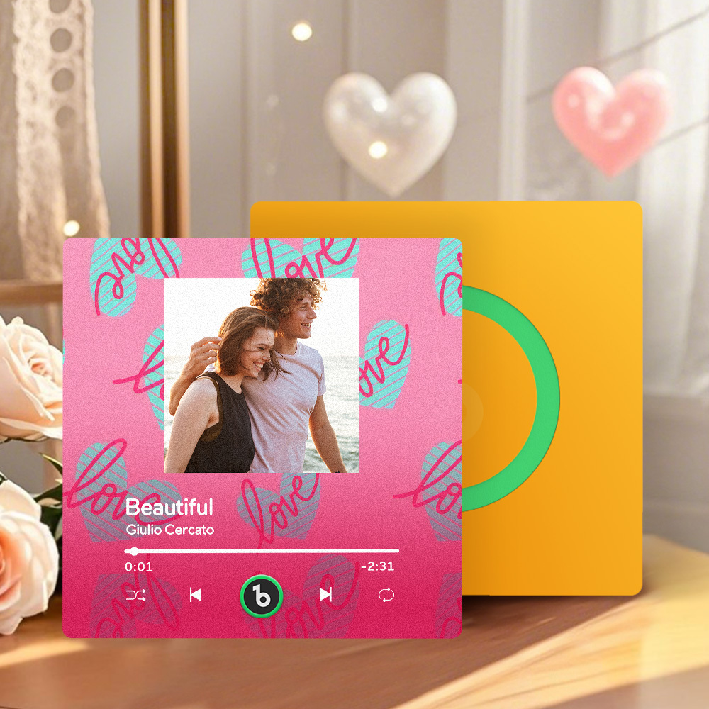 Personalized Music Fridge Magnet Red Love Your Heart Valentine Gift Album Fridge Magnet Music Wall Photo Sticker Music Movement That Can Be Played Gift for Couple - GetPhotoSocksUk