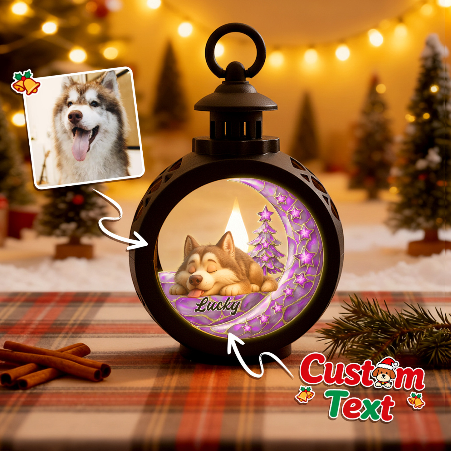 Custom Christmas Lantern Beside You Personalized Christmas Gifts for Pet Lovers Colorful - GetPhotoSocksUk