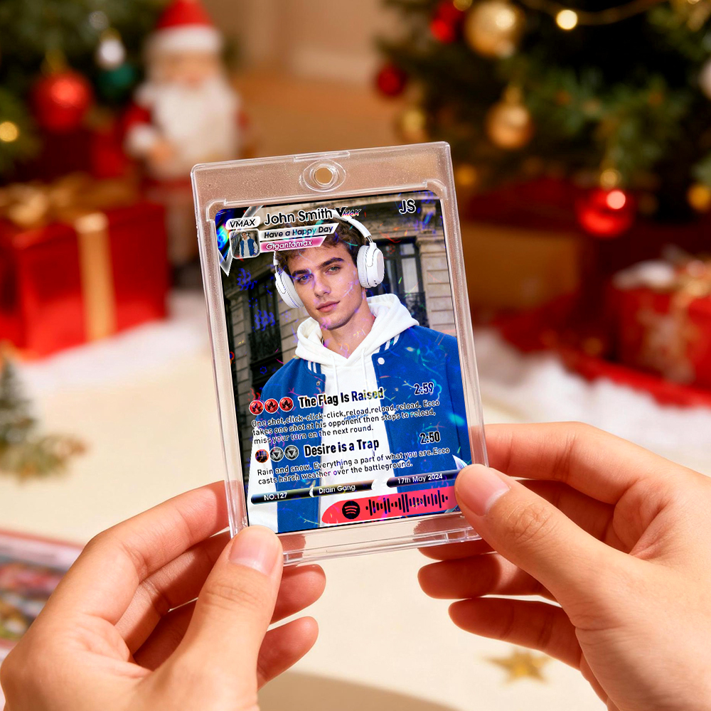 Personalized Photo Trading Card Custom Music Grey Audio Track Code Card Valentine Christmas Card Photo Gift Idea - GetPhotoSocksUk