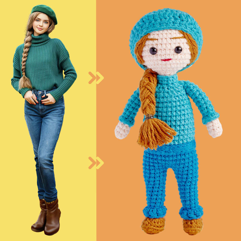 Custom Crochet Doll Personalized Gifts Handwoven Mini Look alike Dolls - Fashion Grandpa Doll -