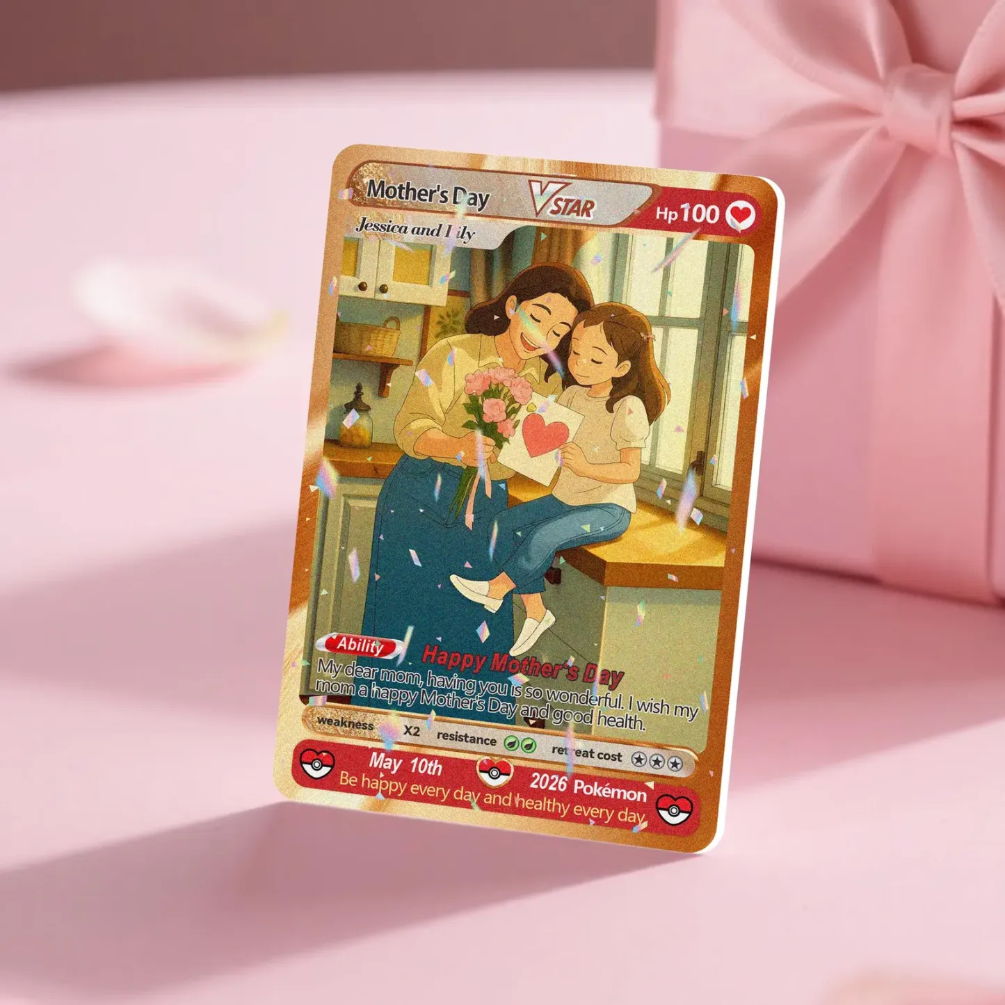 Custom Mother’s Day Anime  Photo Game Card Mom & Child Card