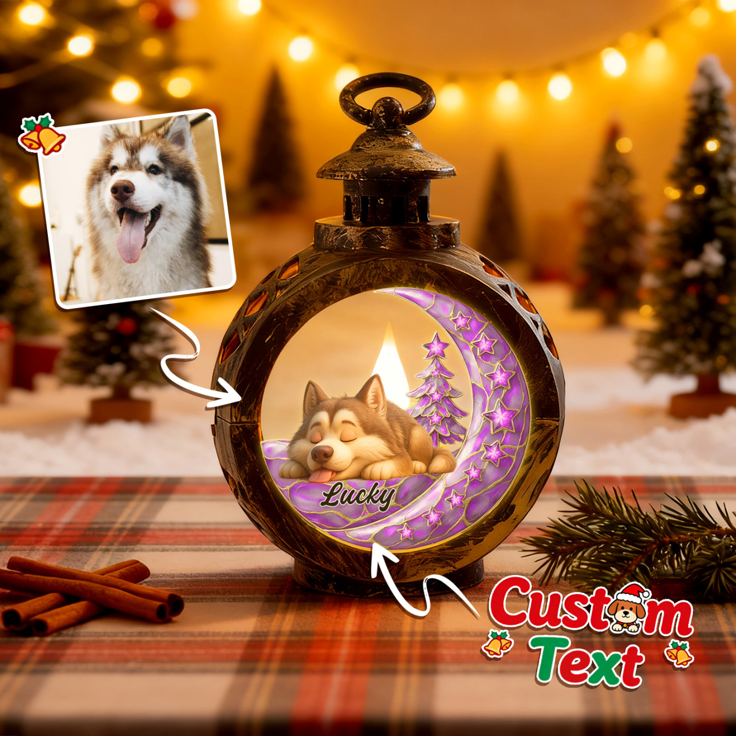 Custom Christmas Lantern Beside You Personalized Christmas Gifts for Pet Lovers Colorful - GetPhotoSocksUk