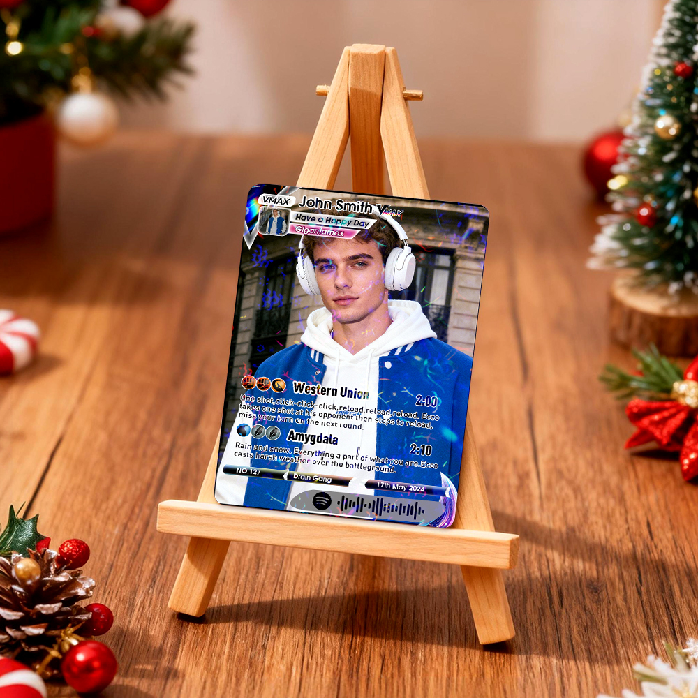 Personalized Photo Trading Card Custom Music Grey Audio Track Code Card Valentine Christmas Card Photo Gift Idea - GetPhotoSocksUk