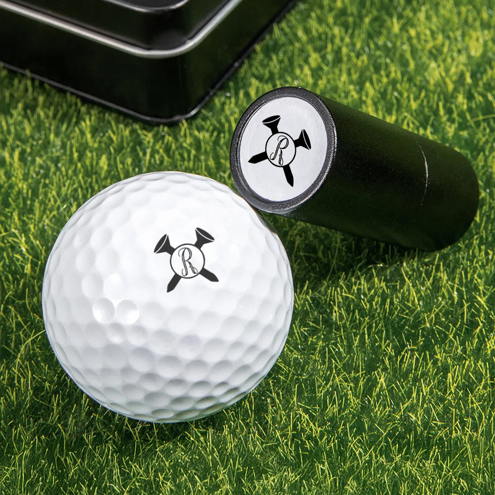 Personalized Monogrammed Initial Golf Ball Stamp with Metal Storage Box Birthday Father's Day Gift for Golf Player