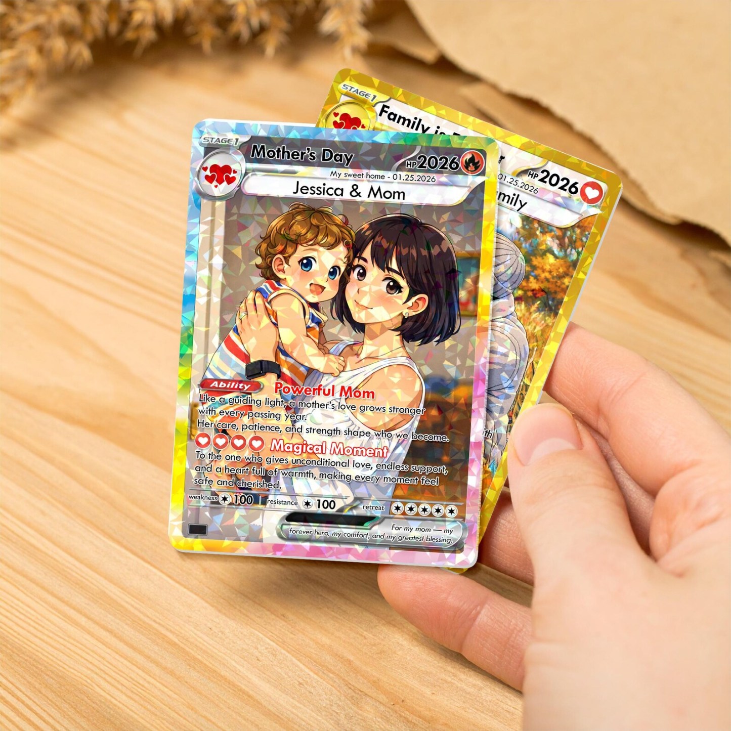 Custom Anime Photo Game Card Mother's Day Game Card Gift for Mom, Grandma Gift