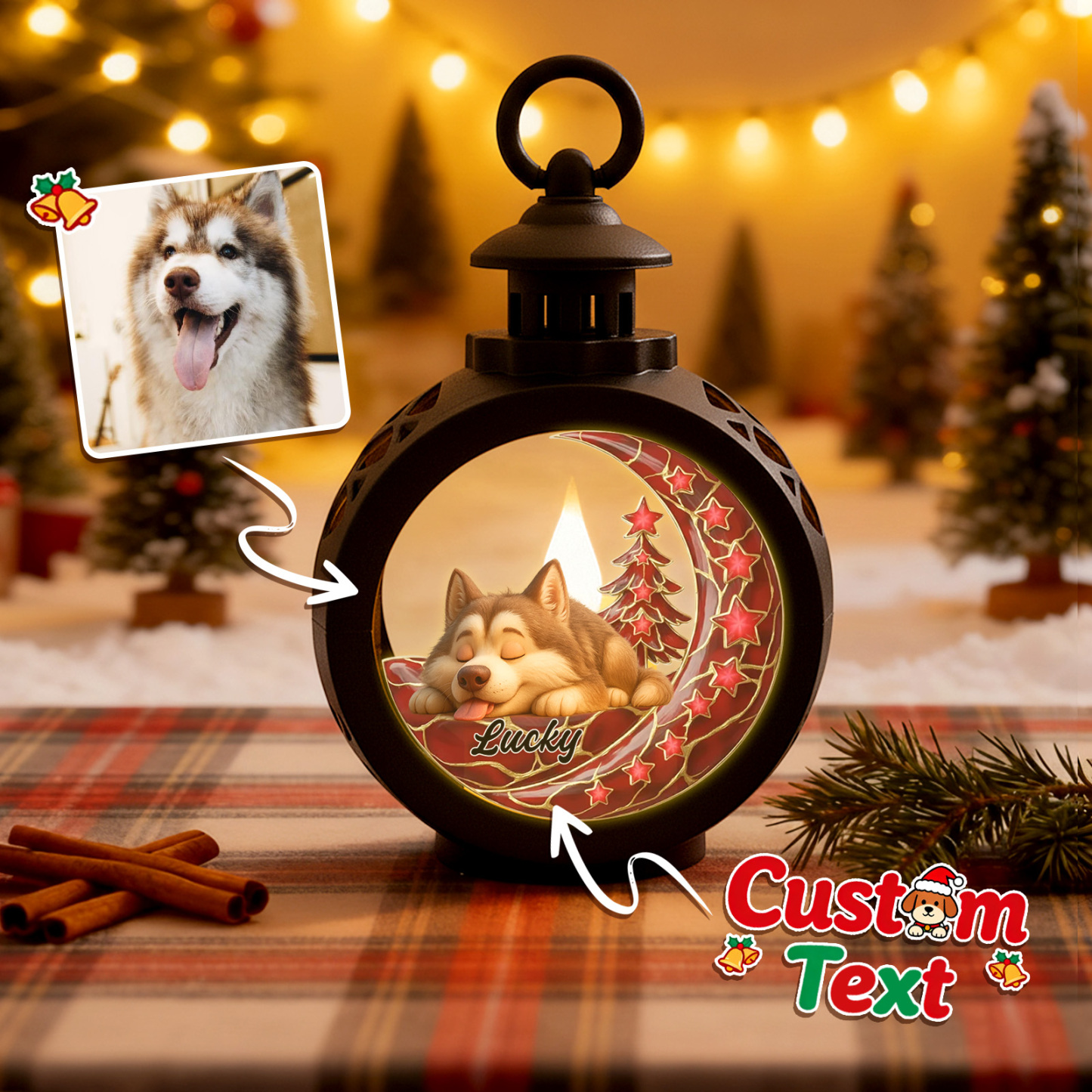 Custom Christmas Lantern Beside You Personalized Christmas Gifts for Pet Lovers Colorful - GetPhotoSocksUk
