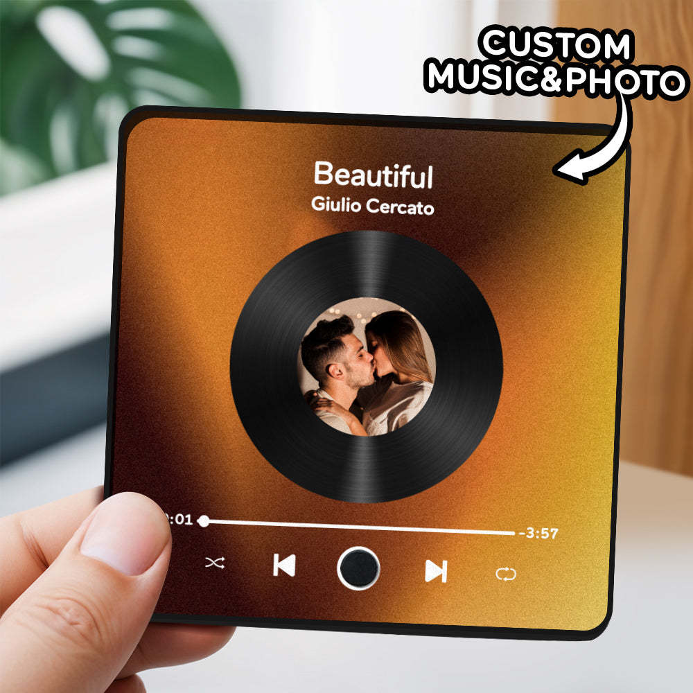 Custom Valentines Photo Album Fridge Magnet Music Wall Photo Sticker Music Movement That Can Be Played Without Cell Phone Music Fridge Magnet Pro Can Play Songs Couple Gift - GetPhotoSocksUk