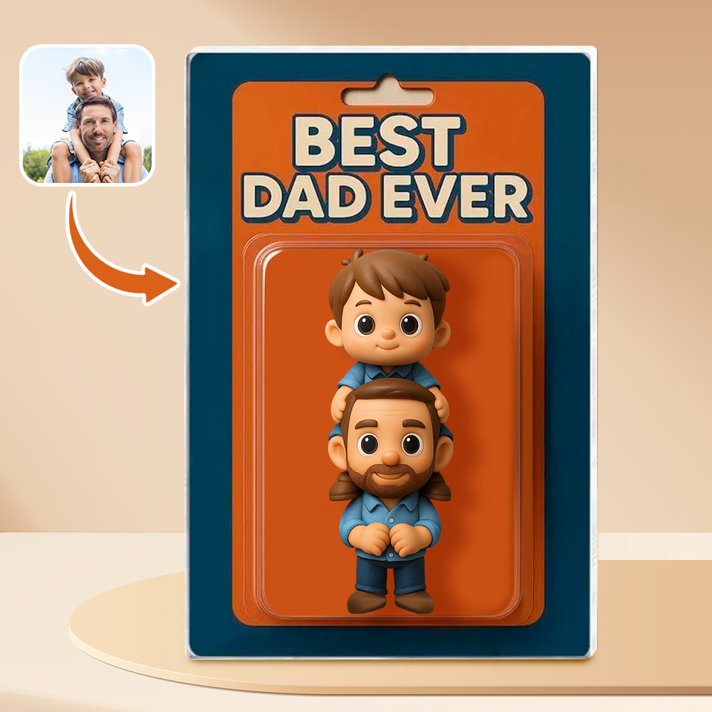 Personalized Father's Day Gift For Dad, Custom Photo Dad And Kids Action Figure Acrylic Block, Best Dad Ever Block Plaque, Gift For Husband - GetPhotoSocksUk