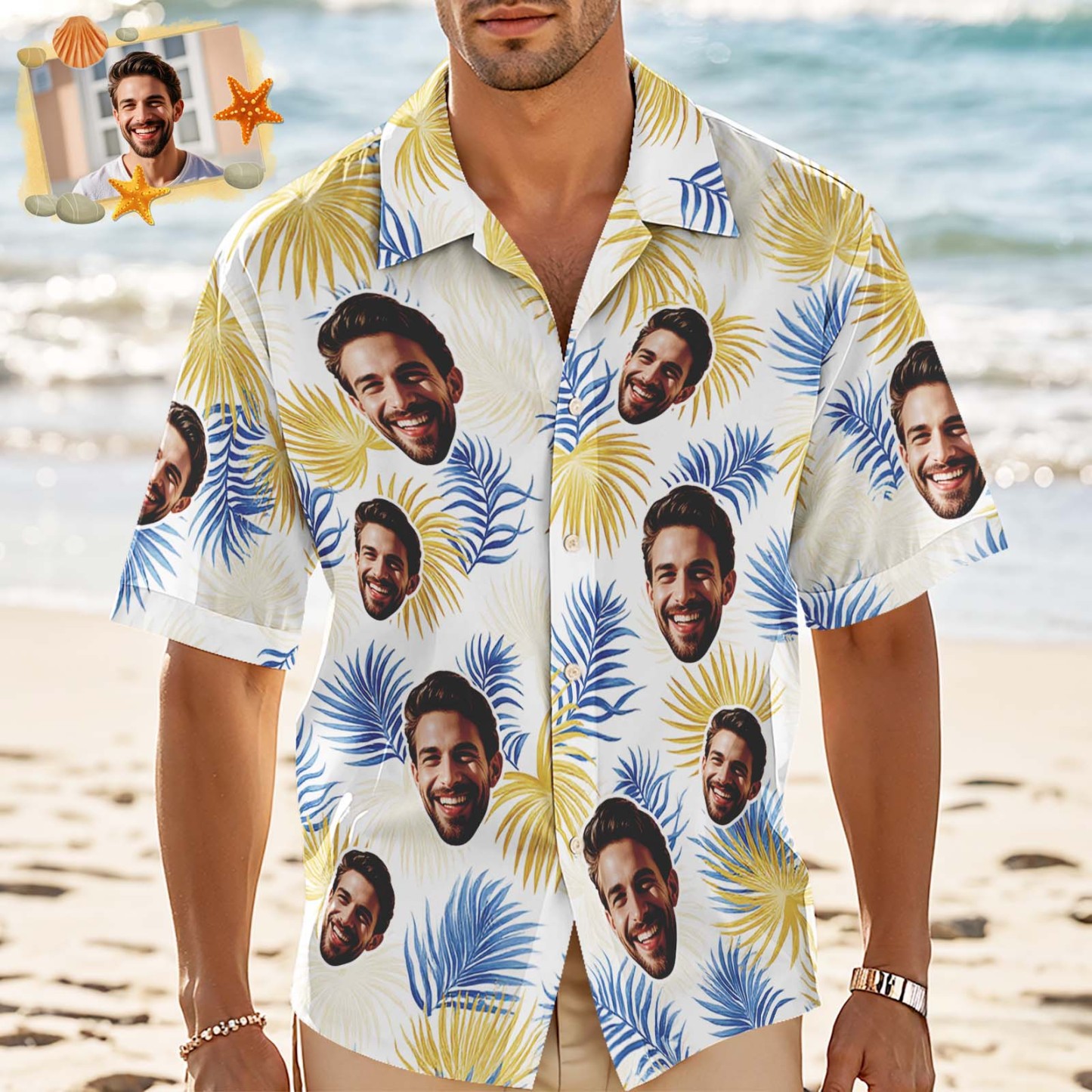 Custom Men Aloha Hawaiian Shirts Face Mens Shirt Sewing Pattern Hawaiian Shirt Gift for Summer Vibe Holiday - GetPhotoSocksUk
