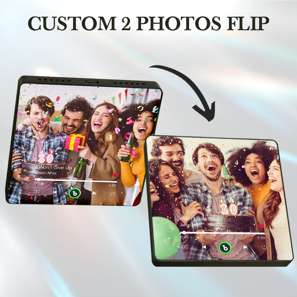 Custom Lenticular Flip Music Fridge Magnet Personalized 2 Photos in 1 Album Fridge Magnet Birthday Gifts - GetPhotoSocksUk