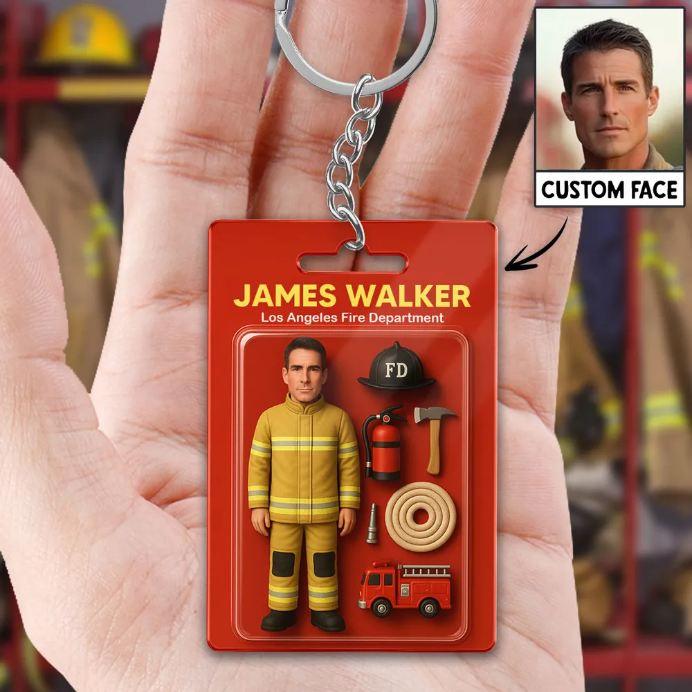 Custom 3D Effect Action Figure Pack Packaging Toy Box Style Art Gift Personalized Acrylic Keychain Gift for Mother - MyPhotoSocks