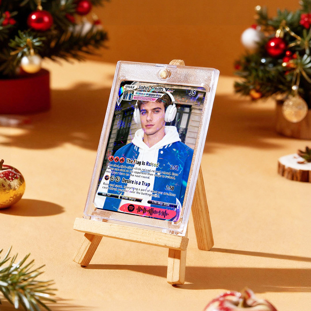 Personalized Photo Trading Card Custom Music Grey Audio Track Code Card Valentine Christmas Card Photo Gift Idea - GetPhotoSocksUk